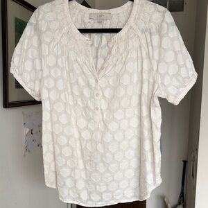 LOFT Short Sleeve Smocked Blouse